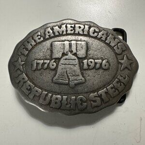 The Americans Republic Steel Bicentennial Forged 3.5 x 2.5” Silvertone Buckle